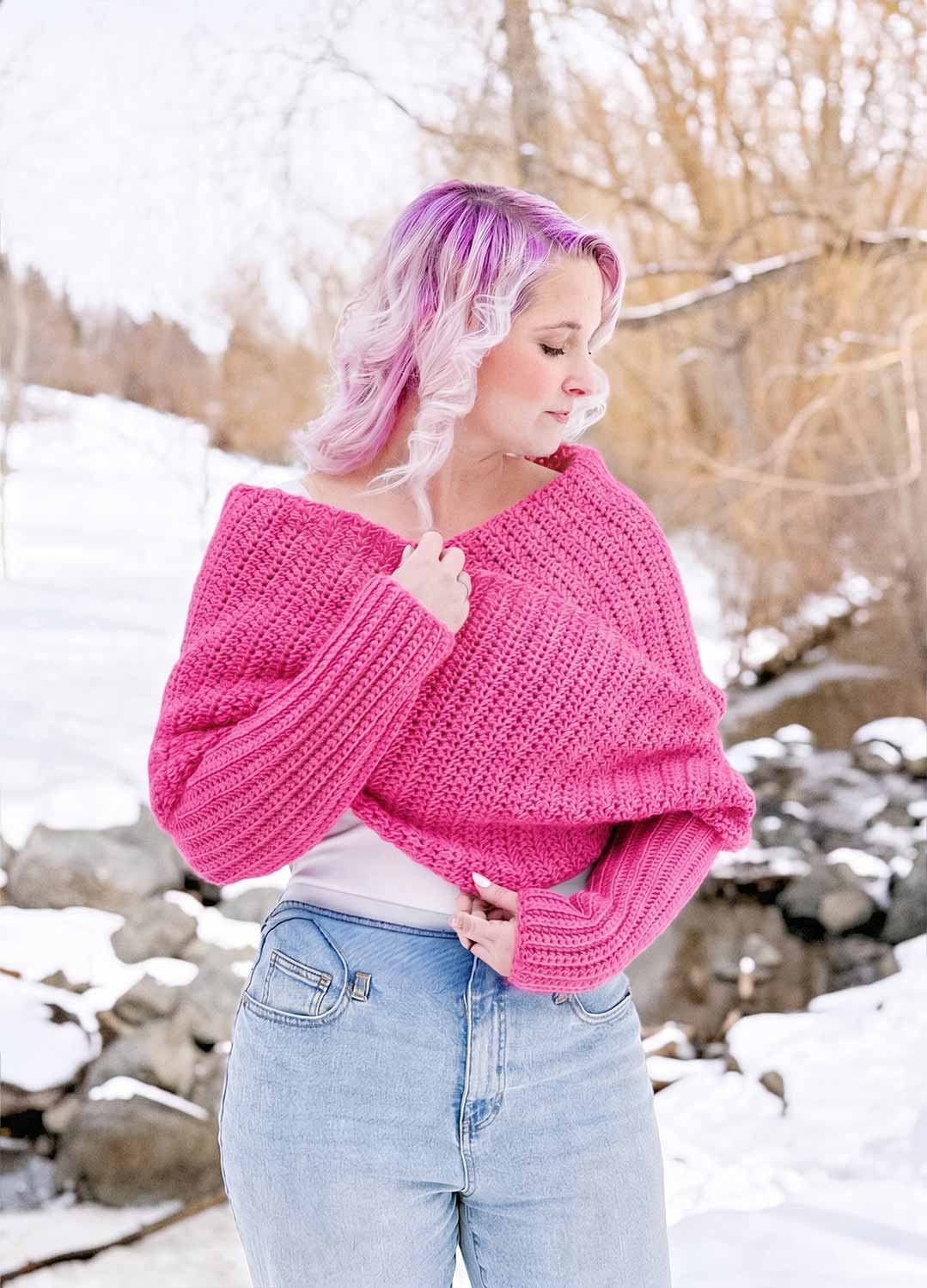 Easy Crochet Sweater Scarf x @knitatude Kit - Yummy Yarn Fine Version - Image 3