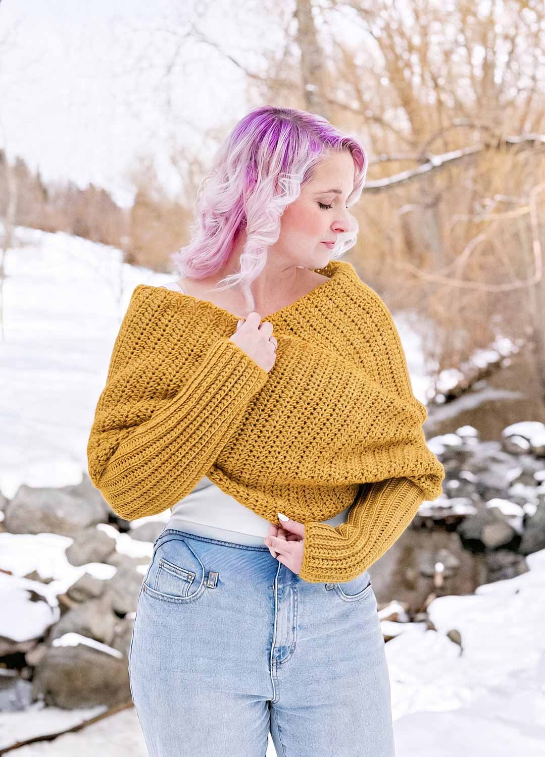 Easy Crochet Sweater Scarf x @knitatude Kit - Yummy Yarn Fine Version - Image 4