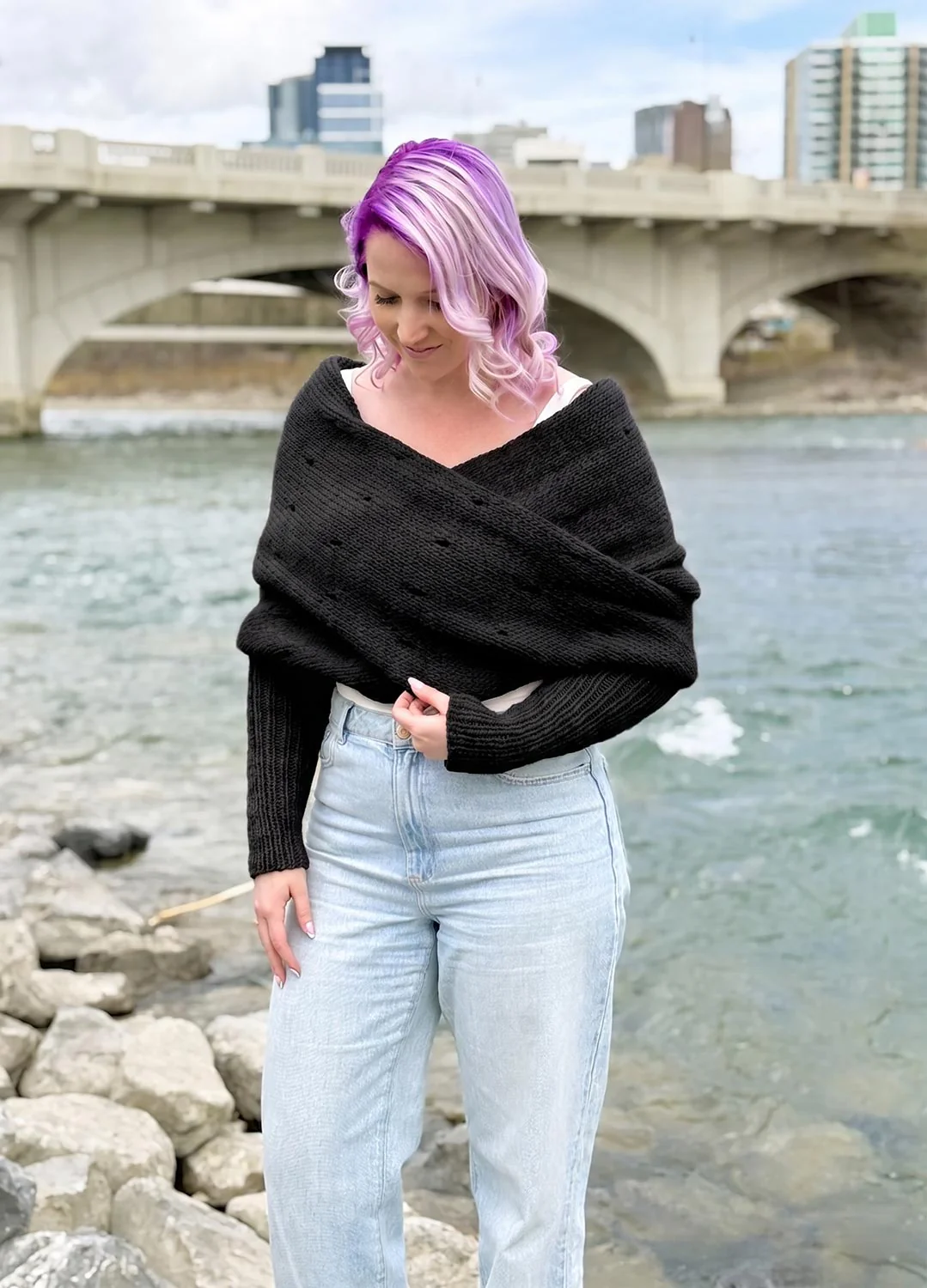 Easy Eyelet Sweater Scarf x @knitatude Kit - Yummy Yarn Fine Version - Image 3