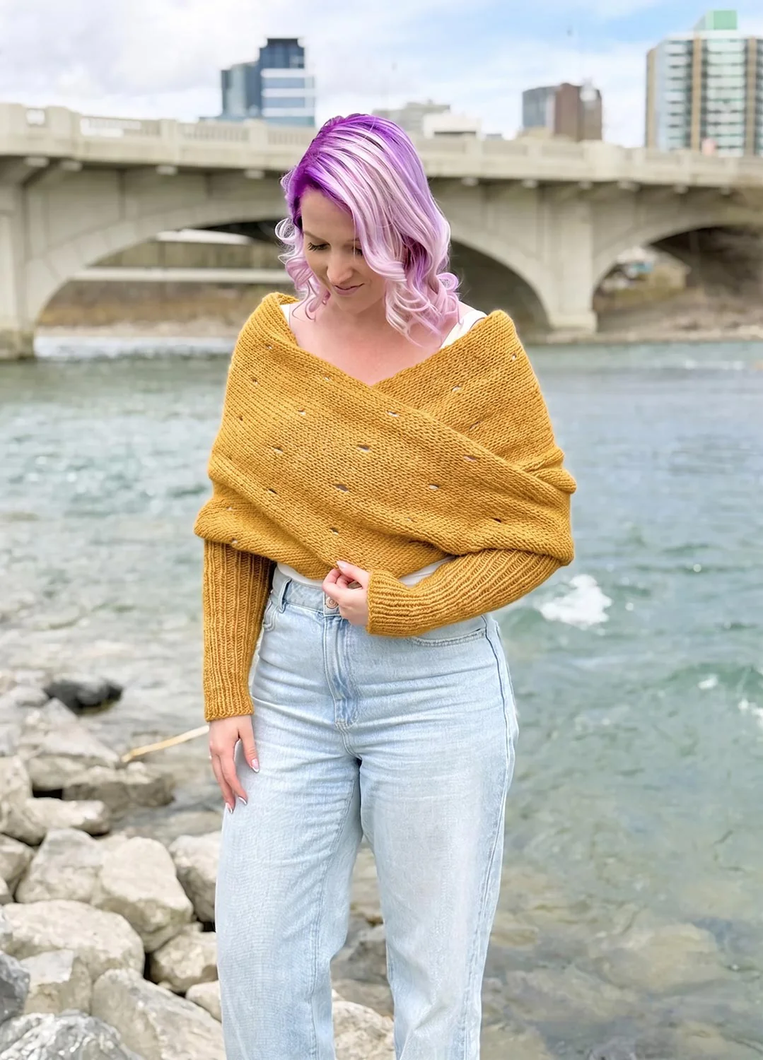Easy Eyelet Sweater Scarf x @knitatude Kit - Yummy Yarn Fine Version - Image 6
