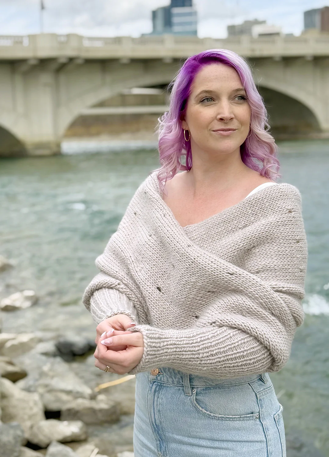 Easy Eyelet Sweater Scarf x @knitatude Kit - Petite Wool Version - Image 5