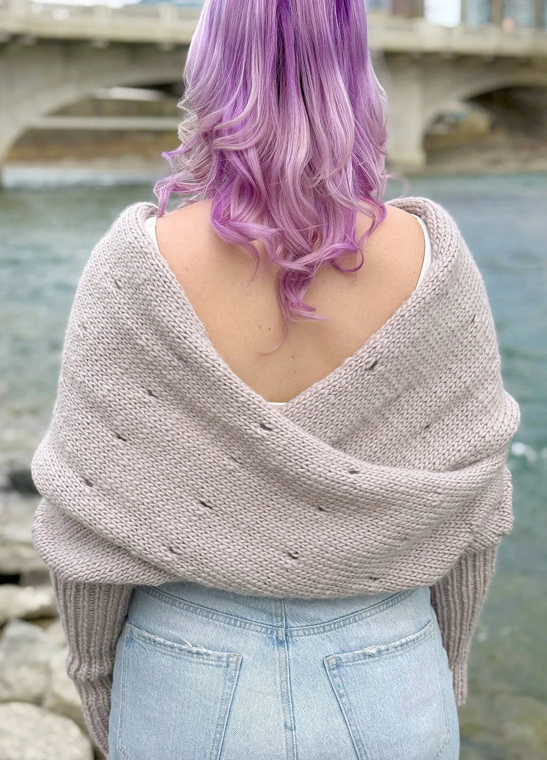 Easy Eyelet Sweater Scarf x @knitatude Kit - Petite Wool Version - Image 4