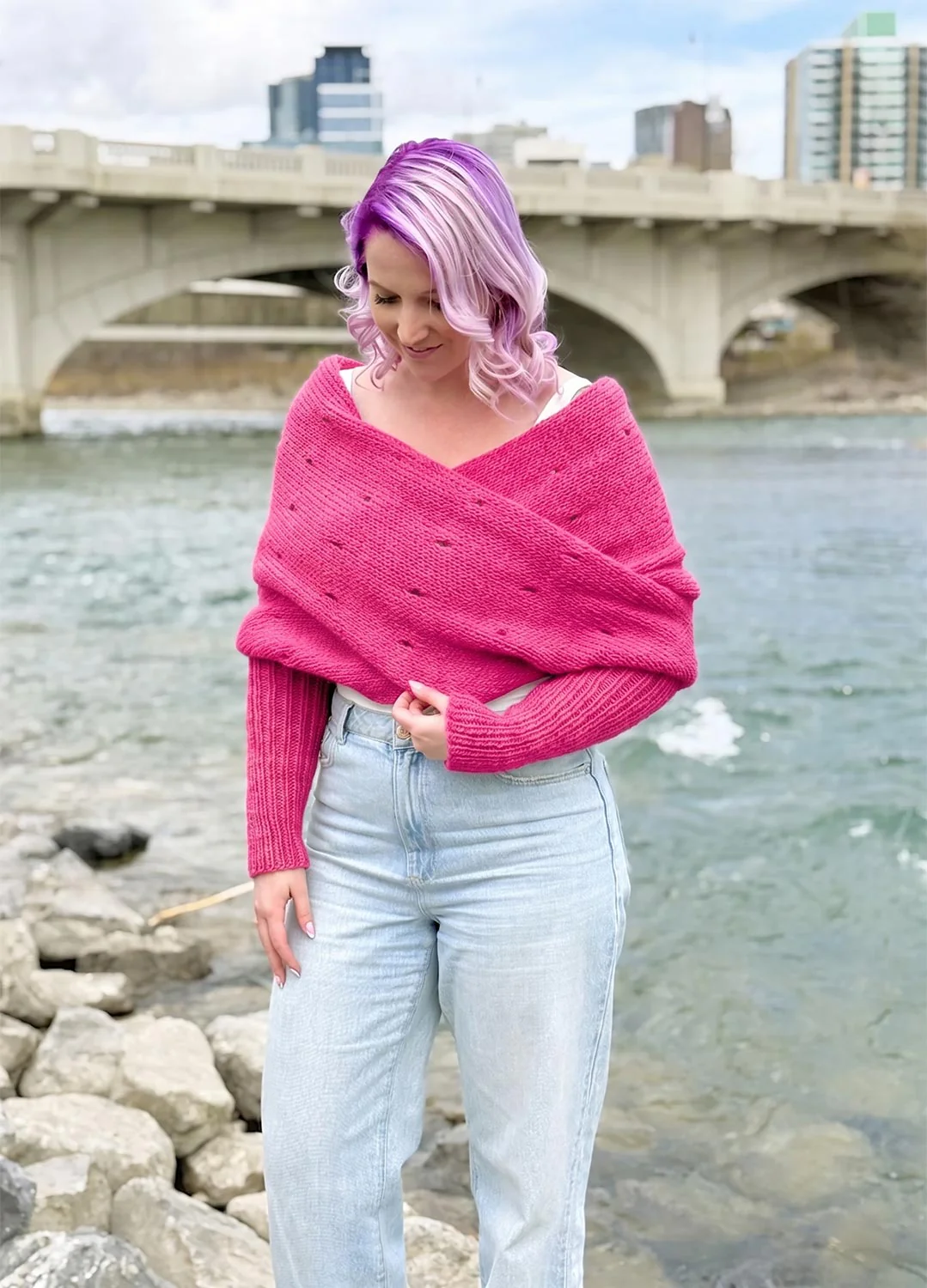 Easy Eyelet Sweater Scarf x @knitatude Kit - Yummy Yarn Fine Version - Image 4