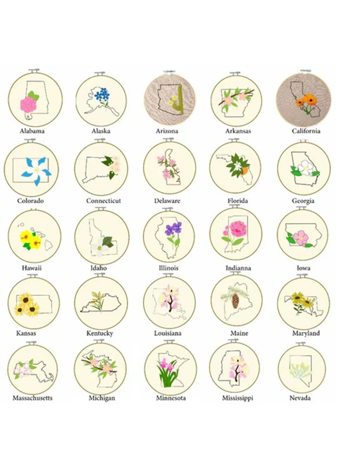 First Kit: Floral State Map Embroidery Kit - Coming Soon - Image 2