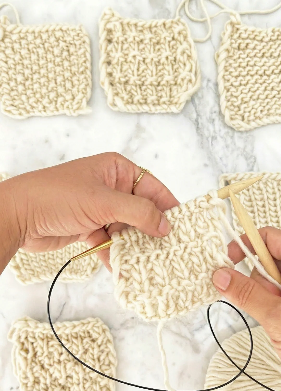 Stitch Sampler Kit: Learn The Basics Knitting Kit - Make your first Placemat & Coasters - Image 2