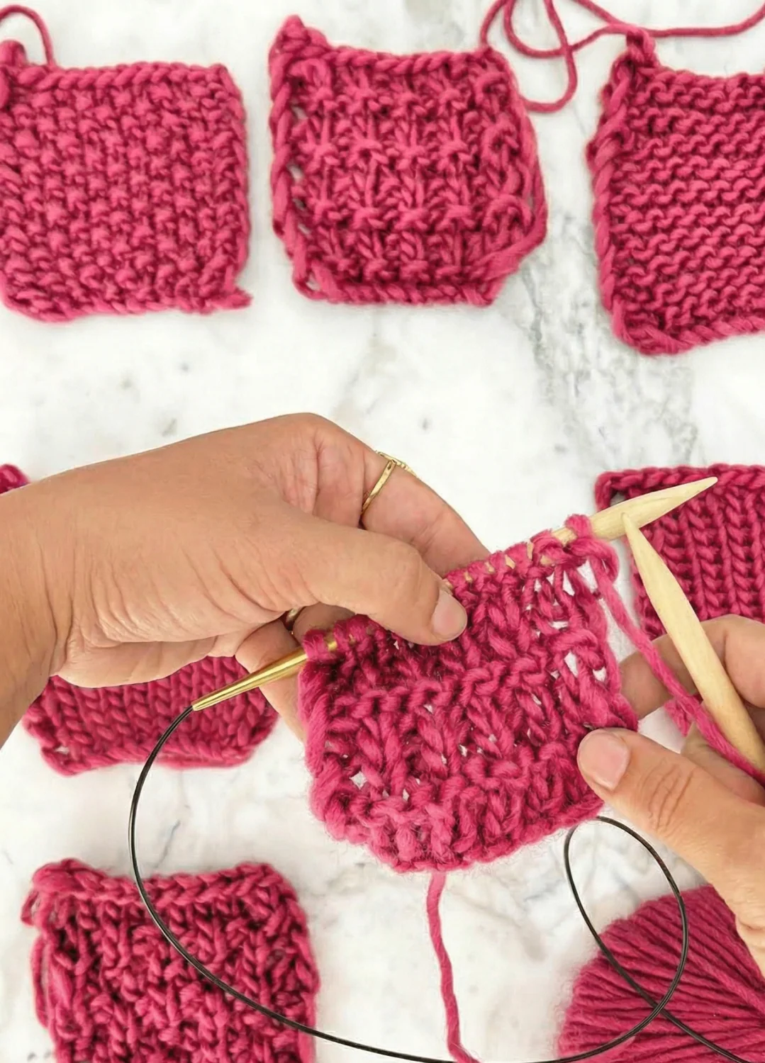 Stitch Sampler Kit: Learn The Basics Knitting Kit - Make your first Placemat & Coasters - Image 4