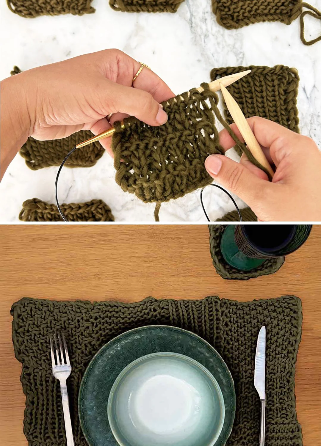 Stitch Sampler Kit: Learn The Basics Knitting Kit - Make your first Placemat & Coasters - Image 8